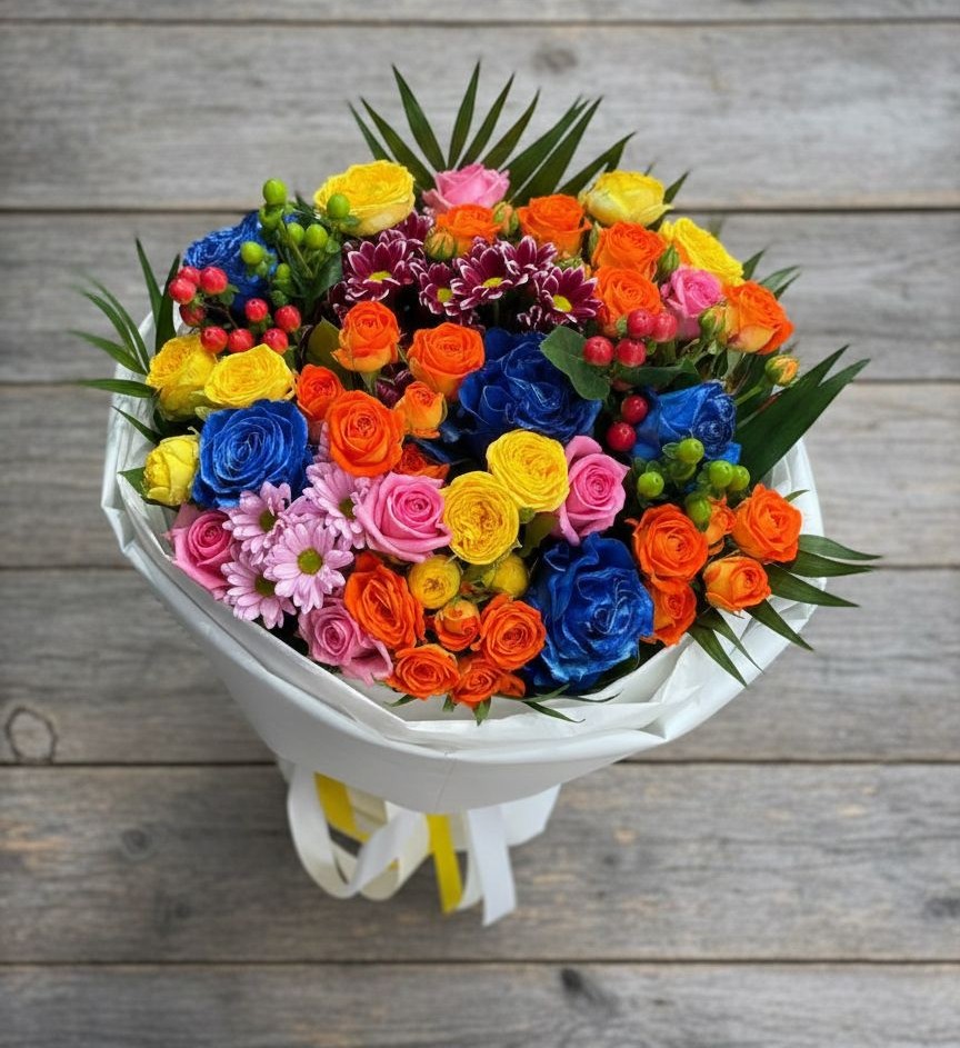 Букет цветов из: Розы и Хризантемы в Сотниково