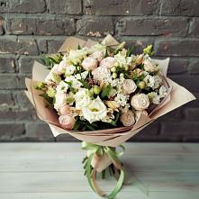 Букет цветов из:  Альстромерии, Розы и Хризантемы в Сотниково
