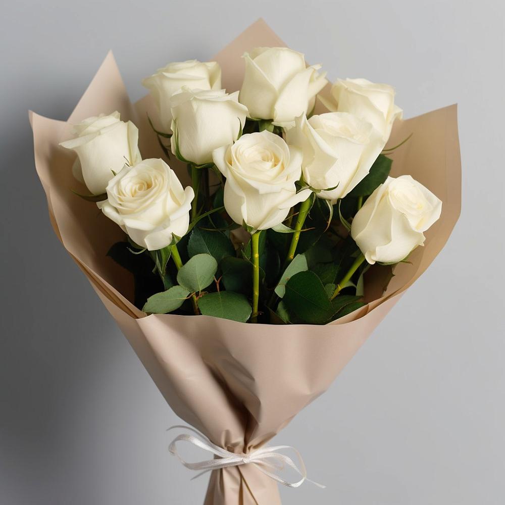 Букет 9 Белых роз Эдлесс Лав в Сотниково