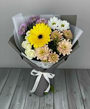 Букет цветов из:  Розы, Герберы и Хризантемы в Сотниково