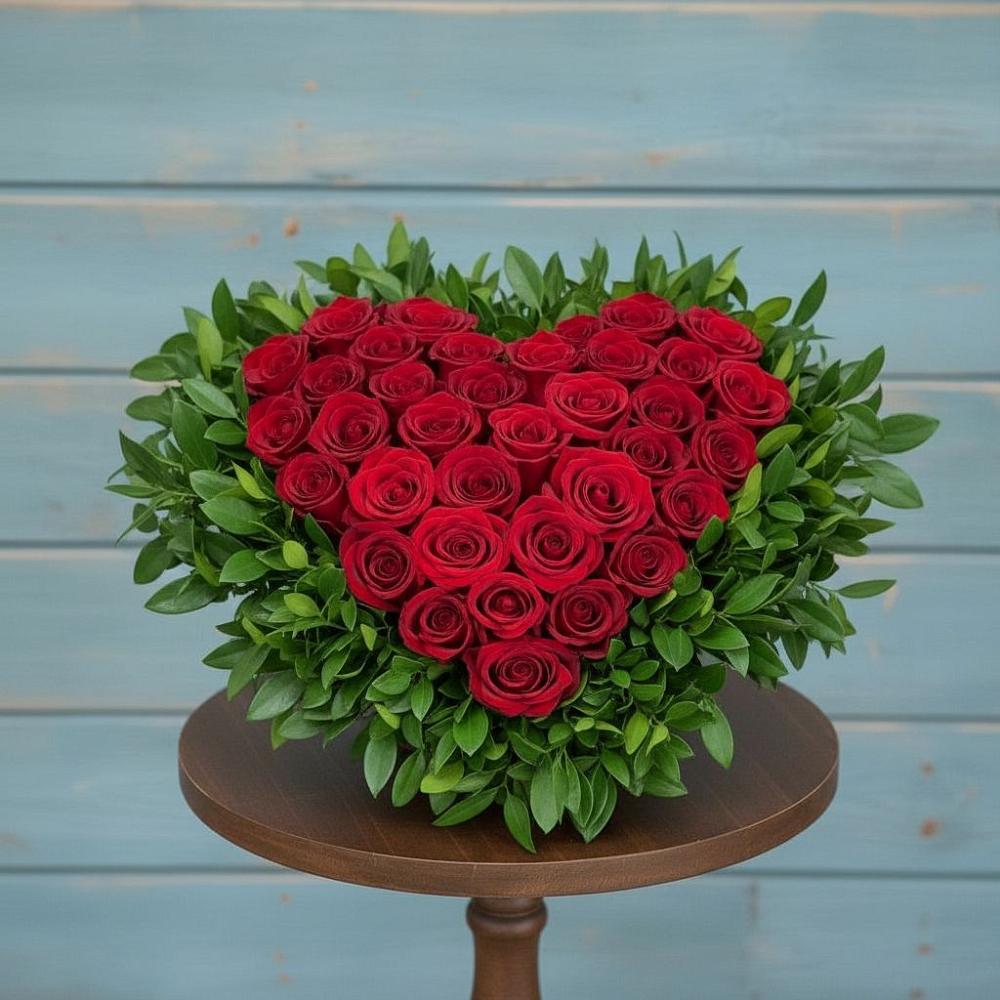 Цветочная композиция из Розы в виде сердца в Сотниково