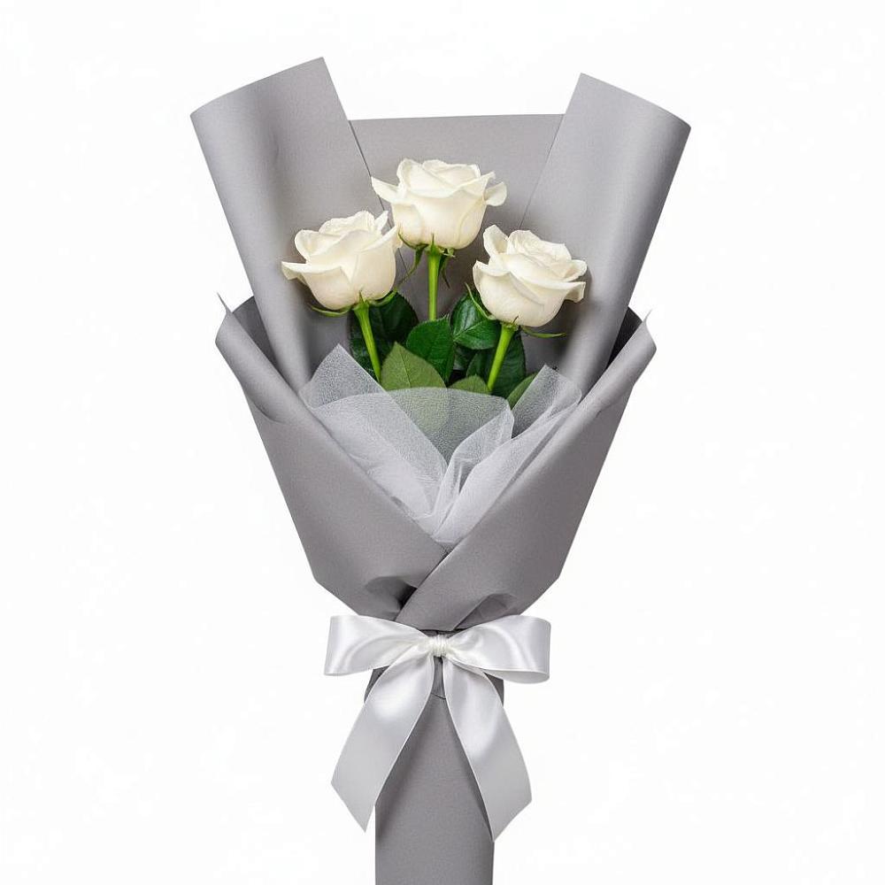 Букет 3 белые розы в Сотниково