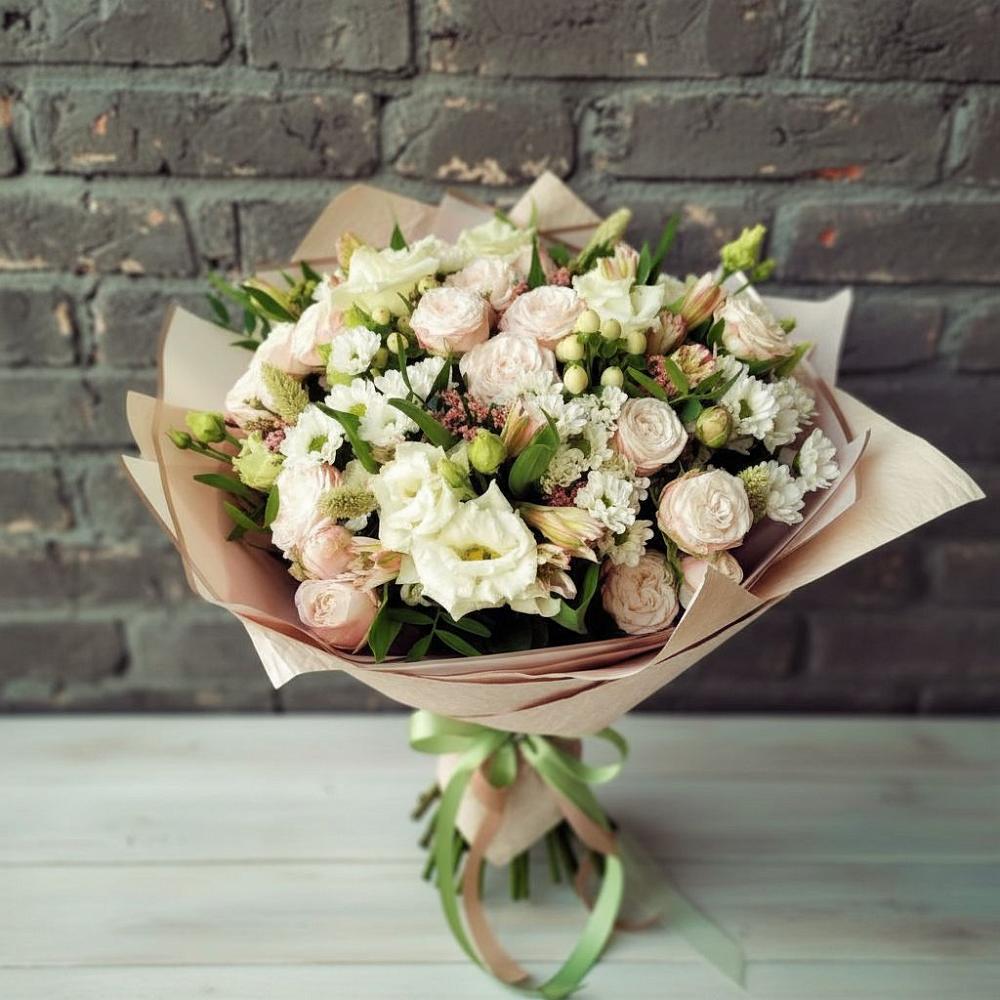 Букет цветов из: Альстромерии, Розы и Хризантемы в Сотниково