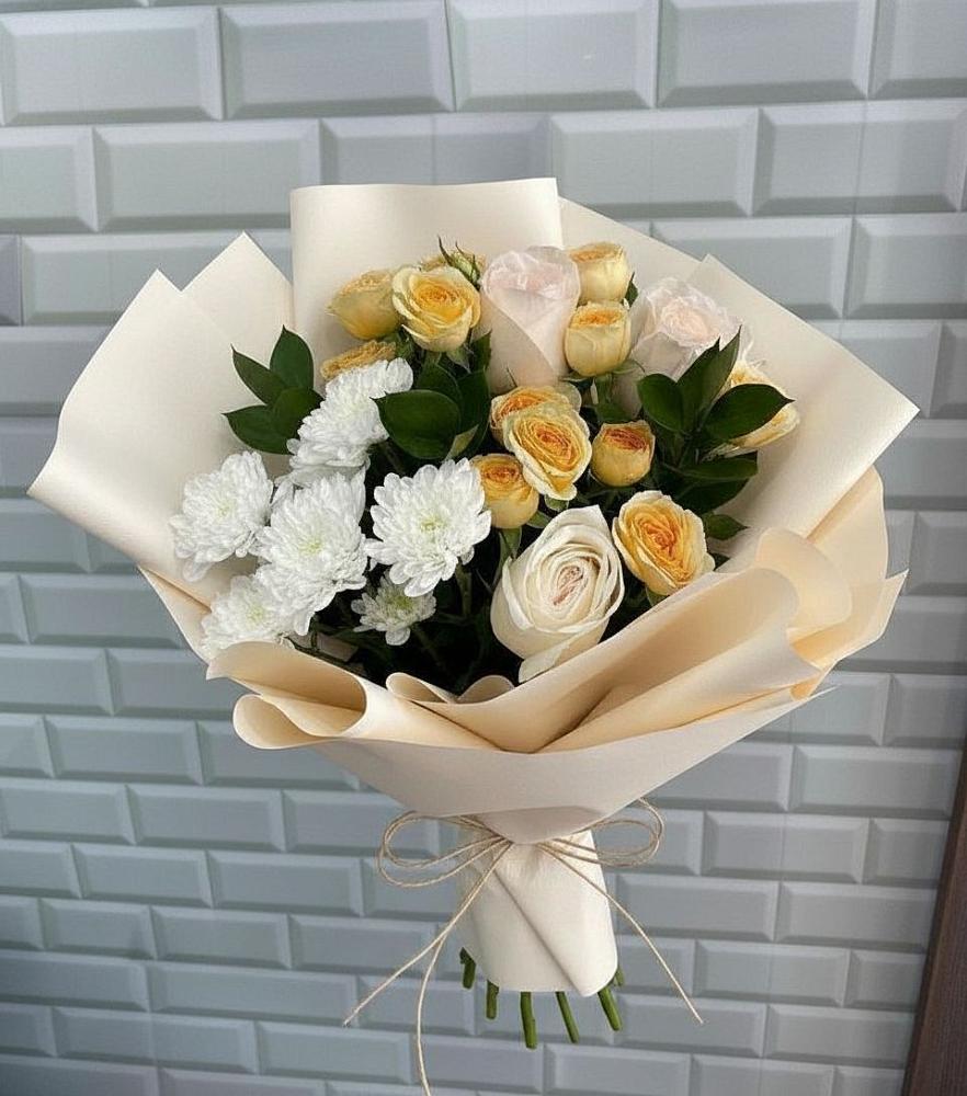 Букет цветов из: Розы и Хризантемы в Сотниково