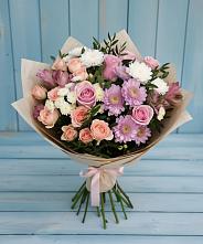 Букет цветов из:  Хризантемы, Розы и Альстромерии в Сотниково