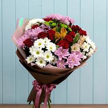 Букет цветов из:  Розы, Хризантемы и Альстромерии в Сотниково