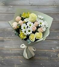 Букет цветов из:  Альстромерии, Розы и Хризантемы в Сотниково