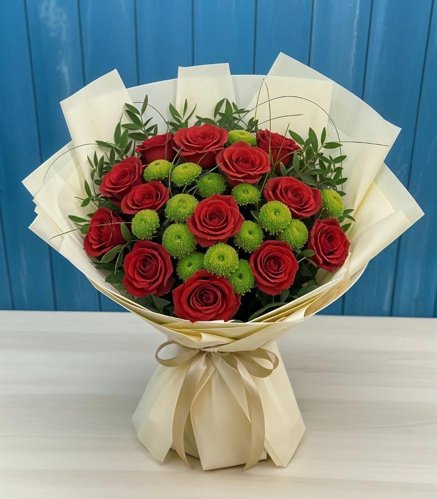 Букет цветов из: Розы и Хризантемы в Сотниково