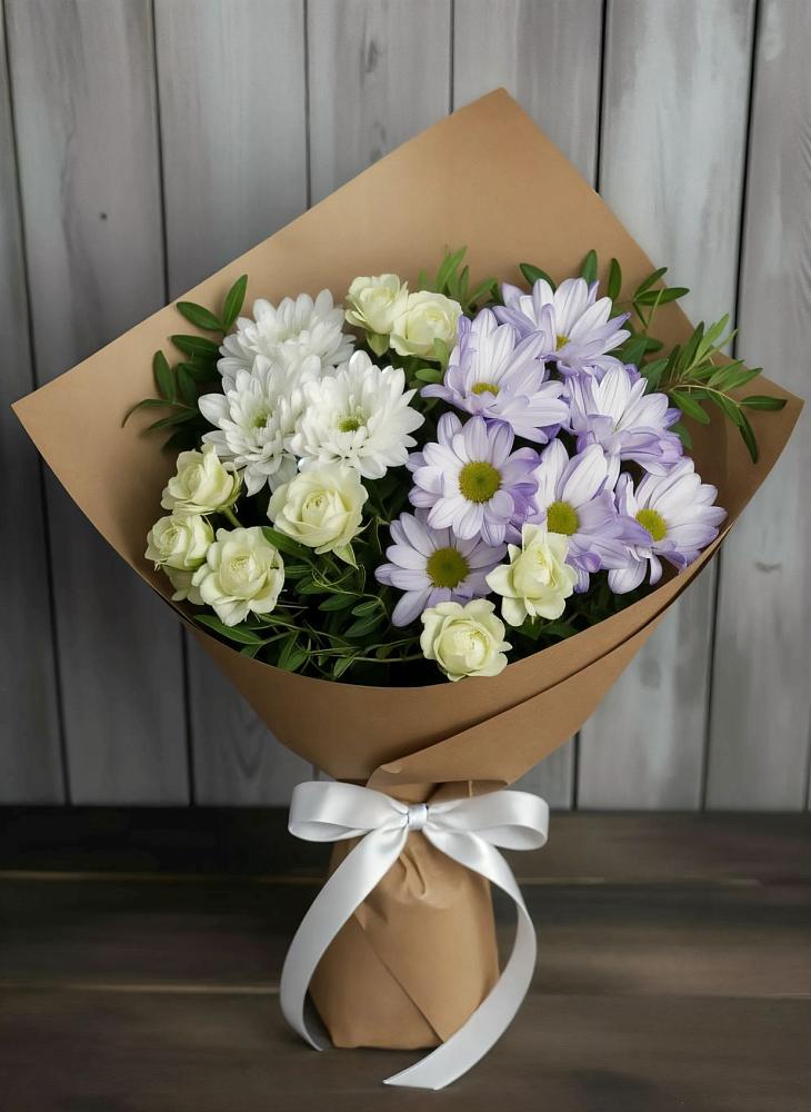 Букет цветов из: Хризантемы и Розы в Сотниково